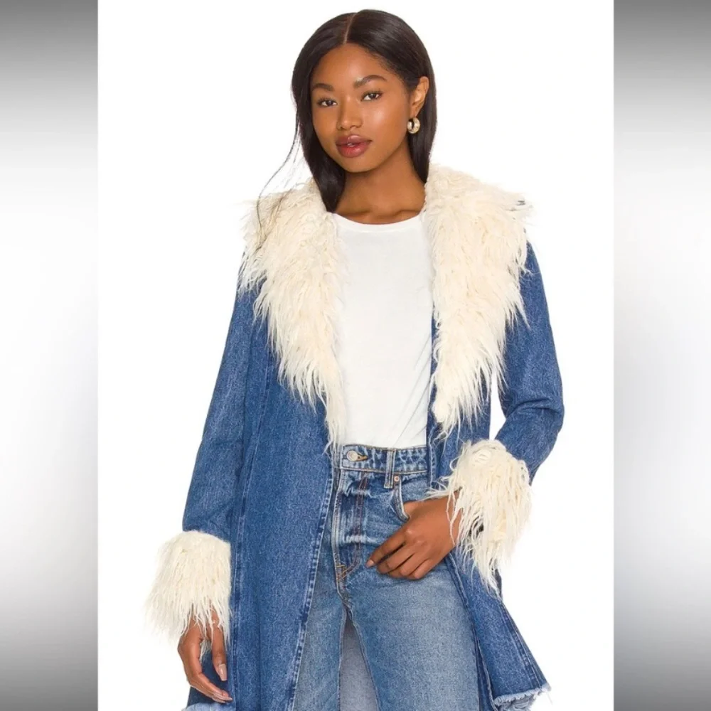 Show me your MUMU penny lane denim fur coat